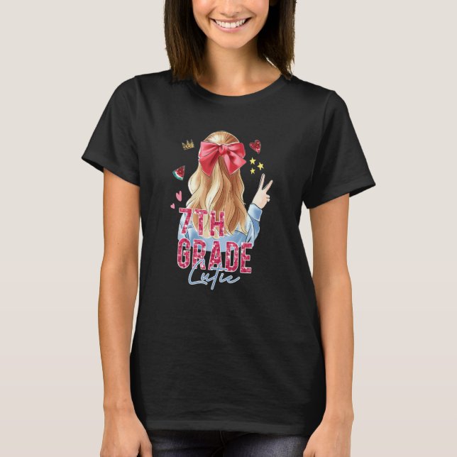 Camiseta 7th Grade Back To School Outfit For Girls Team Sev (Frente)