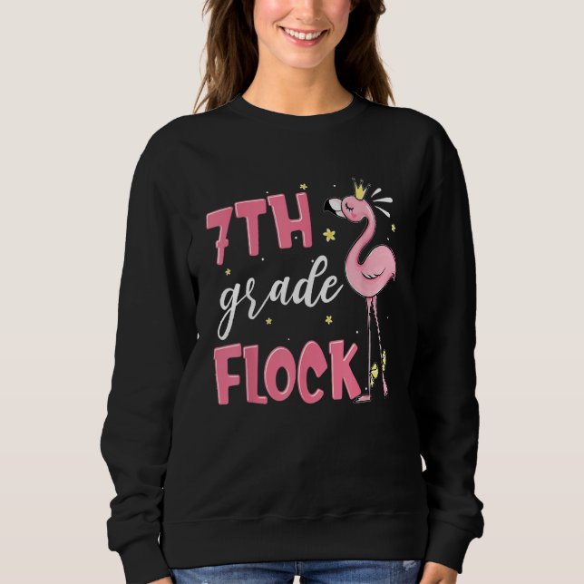 Camiseta 7th Grade Flock Flamingo Back To School Girls (Frente)