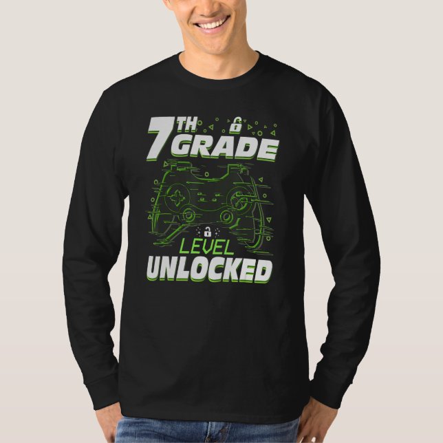 Camiseta 7th Grade Level Unlocked Back To School Video Game (Frente)