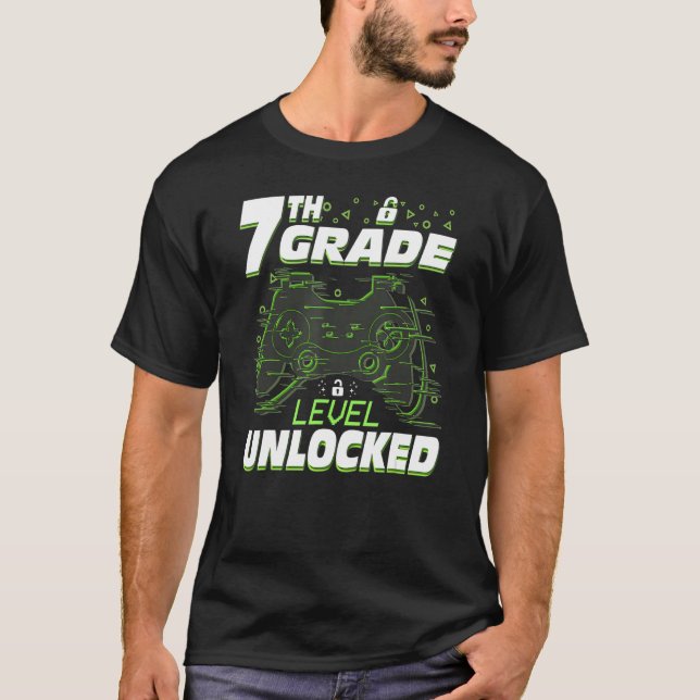 Camiseta 7th Grade Level Unlocked Back To School Video Game (Frente)