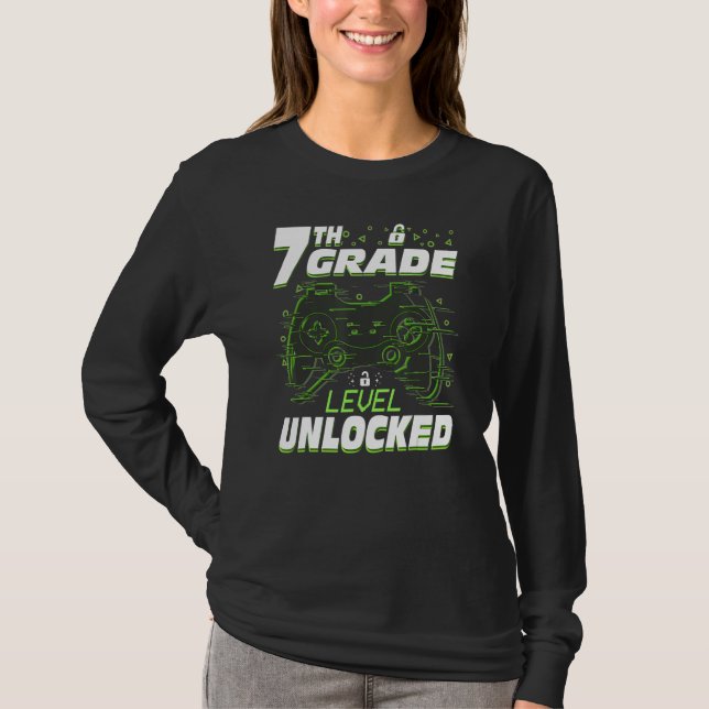Camiseta 7th Grade Level Unlocked Back To School Video Game (Frente)