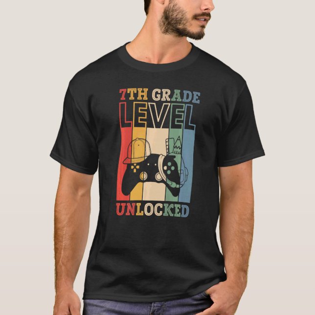 Camiseta 7th Grade Level Unlocked VideoGame Back to School  (Frente)