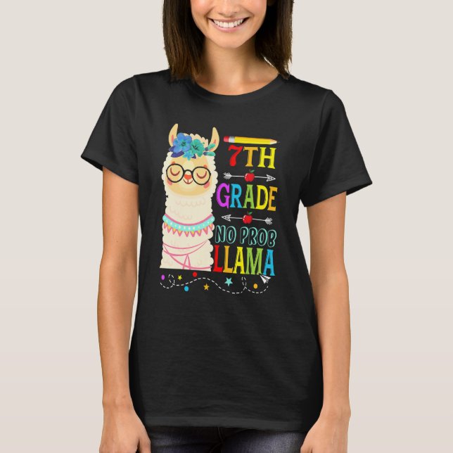 Camiseta 7th Grade No Prob Llama Back To School First Day 1 (Frente)