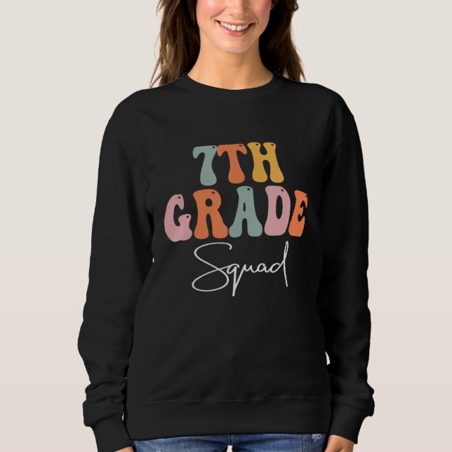 Camiseta 7th Grade Squad Retro Groovy Teacher Happy 1st Day (Frente)