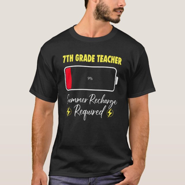 Camiseta 7th Grade Teacher Summer Recharge Required Last Da (Frente)