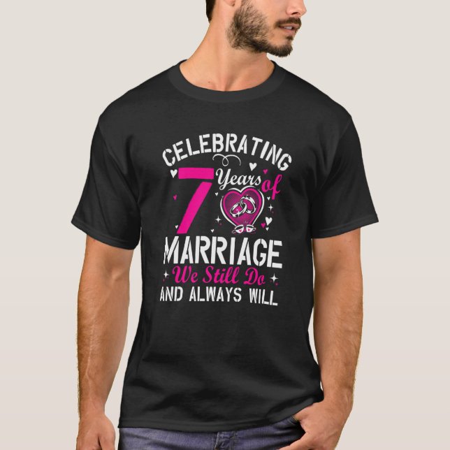 Camiseta 7th Wedding Anniversary Matching Couple Men Women  (Frente)