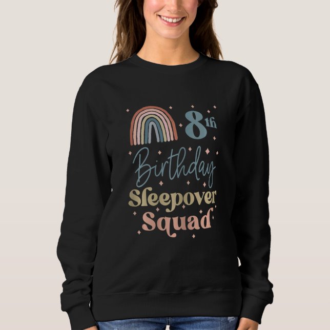 Camiseta 8º aniversário Boho Rainbow Sleepover Squad Pajama (Frente)