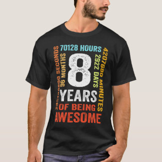 Camiseta 8º Aniversário Com 8 Anos 96 Meses Para Menina