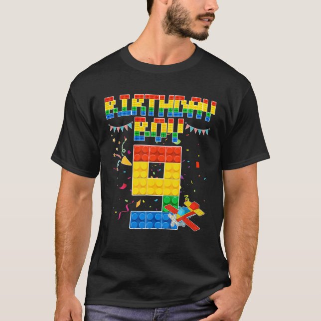 Camiseta 8º Aniversário Construindo Brick Com 8 Anos (Frente)