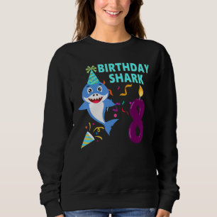 Camiseta 8º Aniversário Crianças Bebê Tubarão Aniversário G