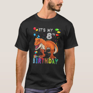 Camiseta 8º Aniversário Crianças Rapazes Dino Rex Dinossaur