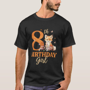 Camiseta 8º Aniversário da Rapariga Raposa de 8 Anos