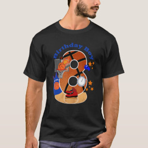 Camiseta 8º Aniversário de Basquete Grande Número 8 Anos