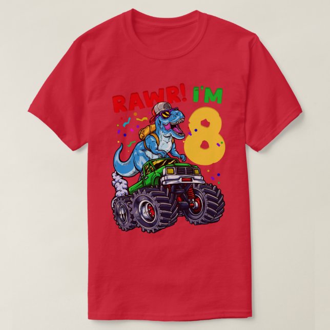 Camiseta 8º Aniversário do Caminhão Monstro do Rex (Frente do Design)