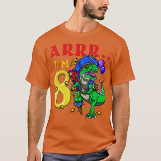 Camiseta 8º aniversário do Pirate Dinossaur
