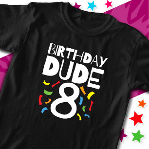 Camiseta 8º Aniversário Festa de Criança de 8 Anos