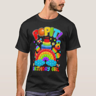 Camiseta 8º Aniversário Fidget Pop It Birthday Girl 8 Year 