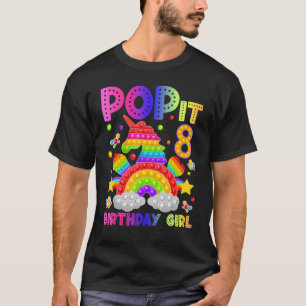 Camiseta 8º Aniversário Fidget Toy Pop It Birthday Girl 8