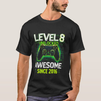 Camiseta 8º Aniversário Gamador de 8 Anos Engraçado Rapaz O