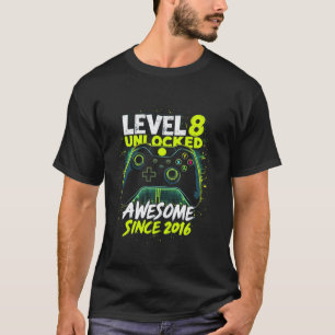 Camiseta 8º Aniversário Gamador de 8 Anos Engraçado Rapaz O
