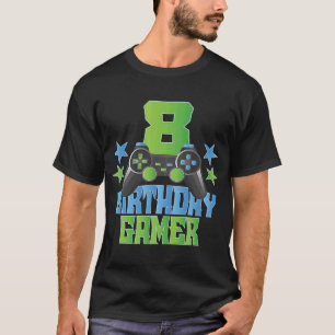 Camiseta 8º Aniversário Gamer Boy 8 Anos Vídeo Game Love