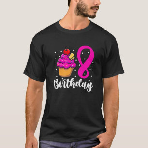 Camiseta 8º Aniversário Garotas De Bolo Cute Meninos De 8