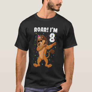 Camiseta 8º Aniversário Lion Boy Roar Eu tenho 8 anos