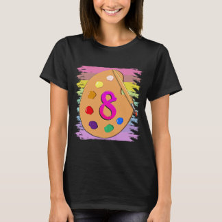 Camiseta 8º Aniversário Pintura De Meninas De 8 Anos