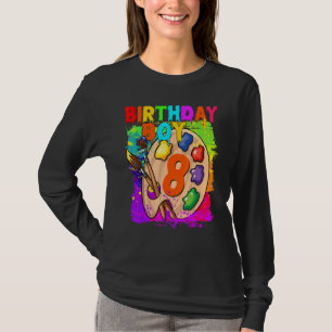 Camiseta 8º aniversário Pintura de Meninos B Dia 8 Anos Par