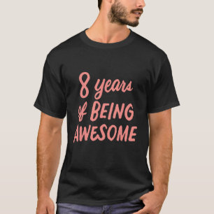 Camiseta 8º Aniversário Raparigas Crianças Jovens com 8 Ano