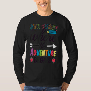 Camiseta 8º ano onde a aventura começa de volta à escola