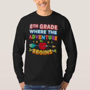 Camiseta 8º ano onde a aventura começa de volta à escola