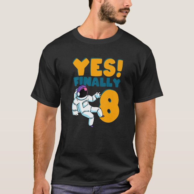Camiseta 8º Astronauta Espaço de Astronauta de Aniversário  (Frente)