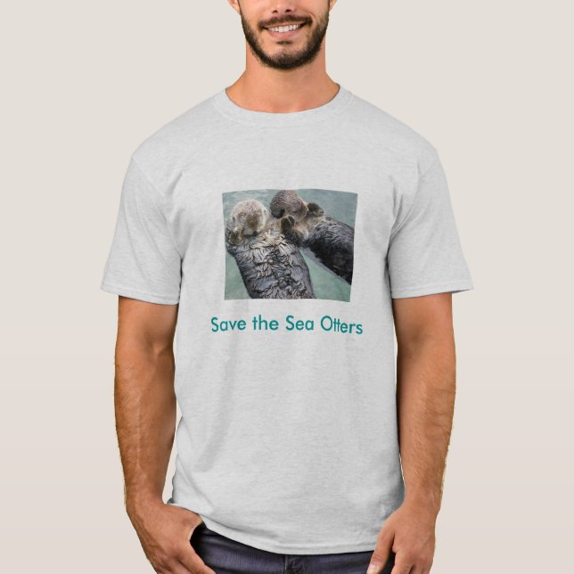 Camiseta 800px-Sea_otters_holding_hands, salvar o mar Ot… (Frente)