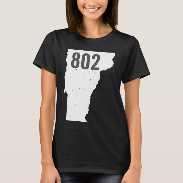 Camiseta 802 Contorno do Estado Orgulho do Código de Área d (Frente)
