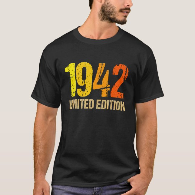 Camiseta 80 Aniversário Damas Mens 80 Anos 1942 4 (Frente)