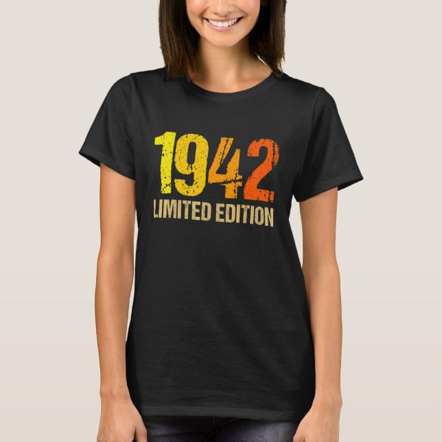Camiseta 80 Aniversário Damas Mens 80 Anos 1942 45 (Frente)