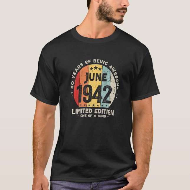 Camiseta 80 Anos De Junho De 1942 80 Aniversário 2 (Frente)
