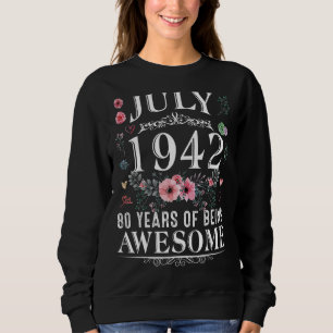 Camiseta 80 Anos Feitos Em Julho De 1942 Mulheres 80