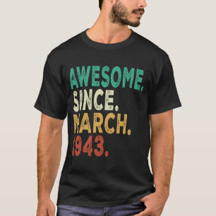Camiseta 80 Birthday, 80 Anos, Incrível Desde 19 De Março