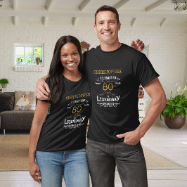 Camiseta 80 Birthday Legendday Black Dourado Retro