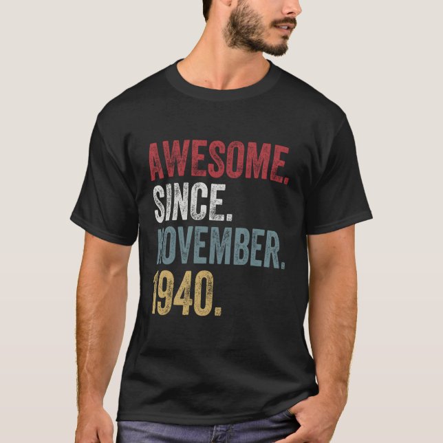 Camiseta 80 Birthday S Desde Novembro De 1940 80 Anos (Frente)