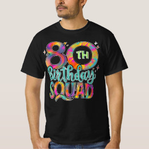 Camiseta 80 Birthday Squad Tie Dye Colorir Brincadeira Colo