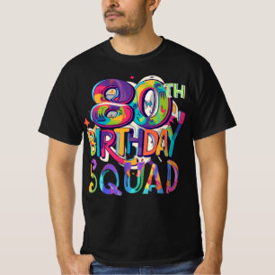 Camiseta 80 Birthday Squad Tie Dye Colorny Funny Happy