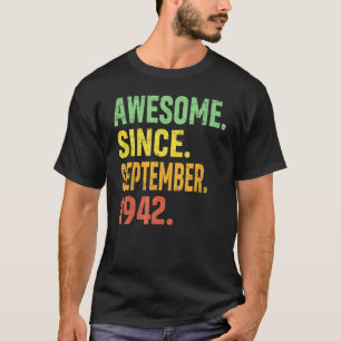Camiseta 80 Birthday Vintage setembro de 1942 80 anos
