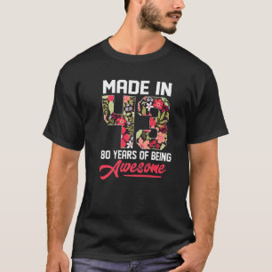 Camiseta 80 de aniversário para homens mulheres feita em 19