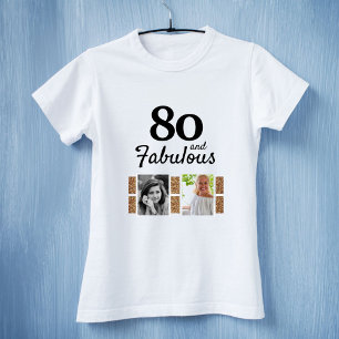 Camiseta 80 e Fabuloso 80 de Foto Glitter 2 no Aniversário