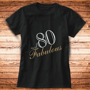 Camiseta 80 e Fabuloso White Script Elegante Aniversário