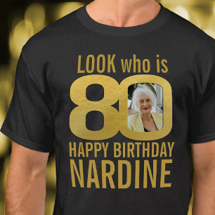 Camiseta 80 gold look 80 personalizado foto e nome