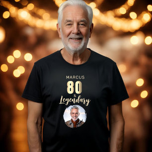 Camiseta 80 & Lendário Ouro Foto 80º Aniversário 